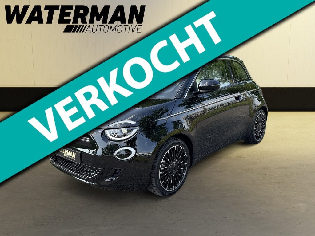 Fiat 500E LA PRIMA BY BOCELLI 42KWH Soh 94% JBL/KEYLESS/MAGI, Auto's, Fiat, 118 pk, 4 stoelen, Zwart, Leder