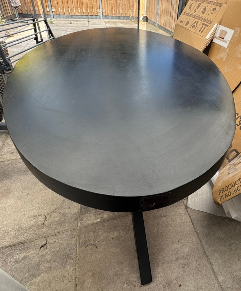 Mango hout eettafel zwart ovaal 180 cm, Ophalen, Zo goed als nieuw, Ovaal, 150 tot 200 cm
