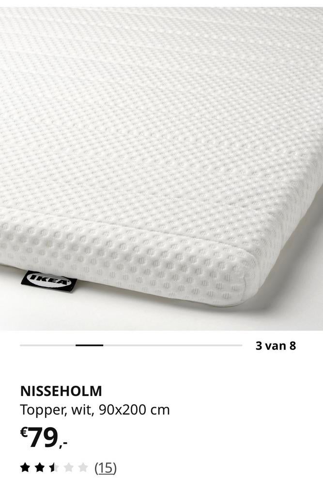 Topper nieuw 90x200, Ophalen, Nieuw, Eenpersoons, 90 cm