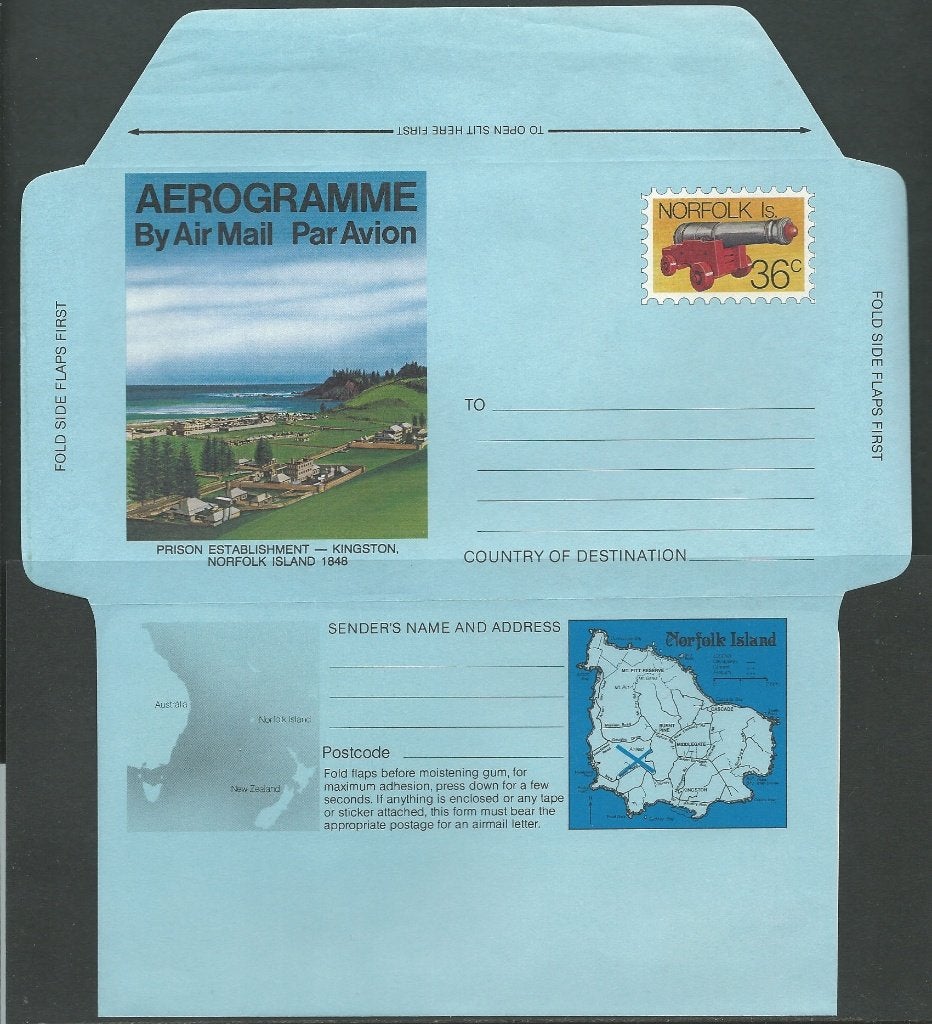 NORFOLK 1982 36c. Canon Airletter, H&G: F-2/Wiegand: 2/S.S., Postzegels en Munten, Verzenden, Postfris