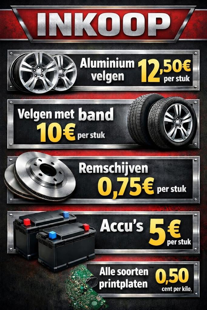 Gezocht: Velgen met banden - Inkoop remschijven printplaten, Ophalen of Verzenden, Gebruikt