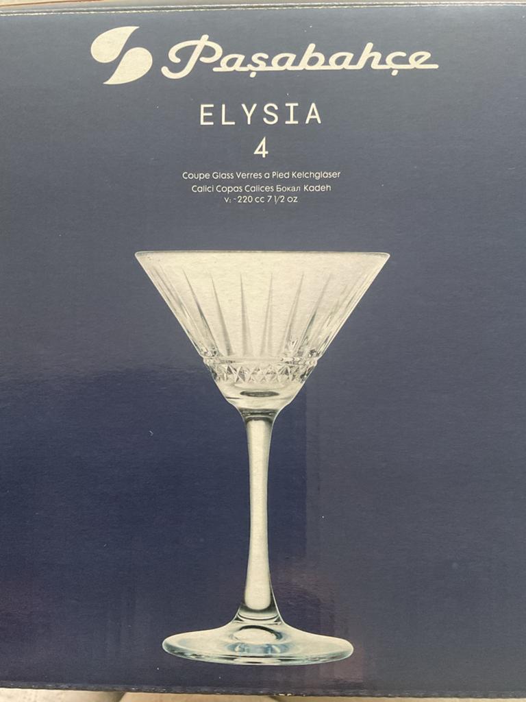 Paşabahçe Elysia Coupe Glazen - Set van 4, Nieuw, Ophalen of Verzenden, Overige merken, Glas