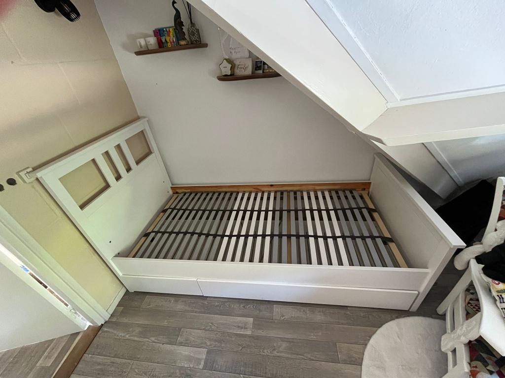 IKEA HEMNES bed met 2 lades + LÖNSET lattenbodem, Ophalen, Gebruikt, 90 cm, Eenpersoons