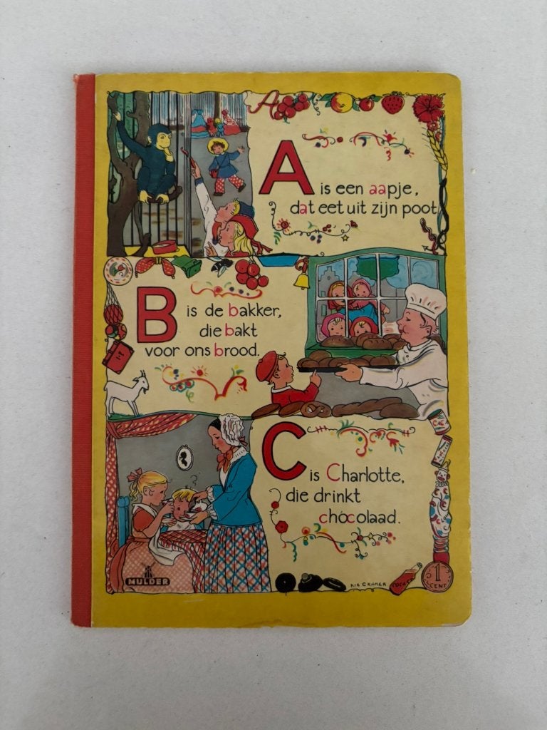 Oud abc boekje vintage rie cramer karton abc- boek!, Fictie algemeen, Jongen of Meisje, Ophalen of Verzenden, Zo goed als nieuw