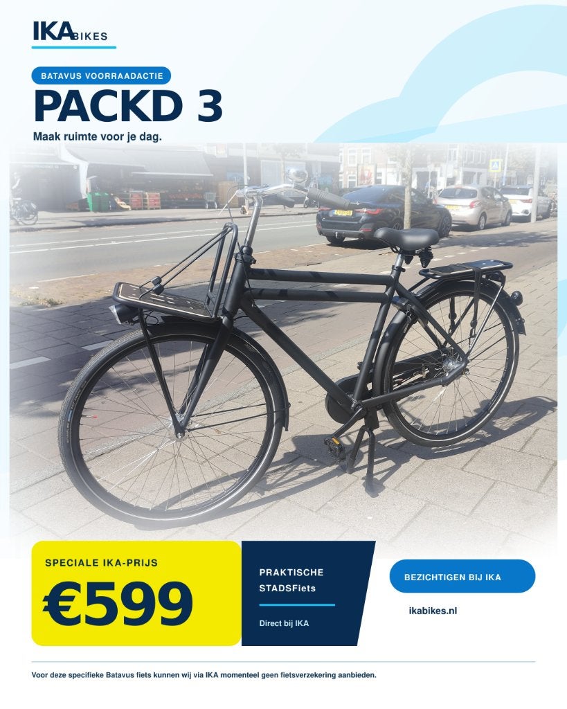 Batavus PACKD 3 transportfiets Black Matt, Fietsen en Brommers, Ophalen, Terugtraprem, Versnellingen, Batavus