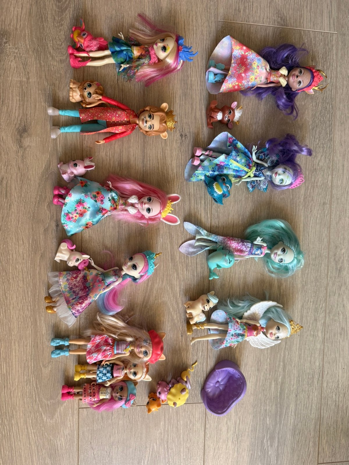Grote Enchantimals verzameling – 11 poppen + 11 dieren, Ophalen of Verzenden, Zo goed als nieuw
