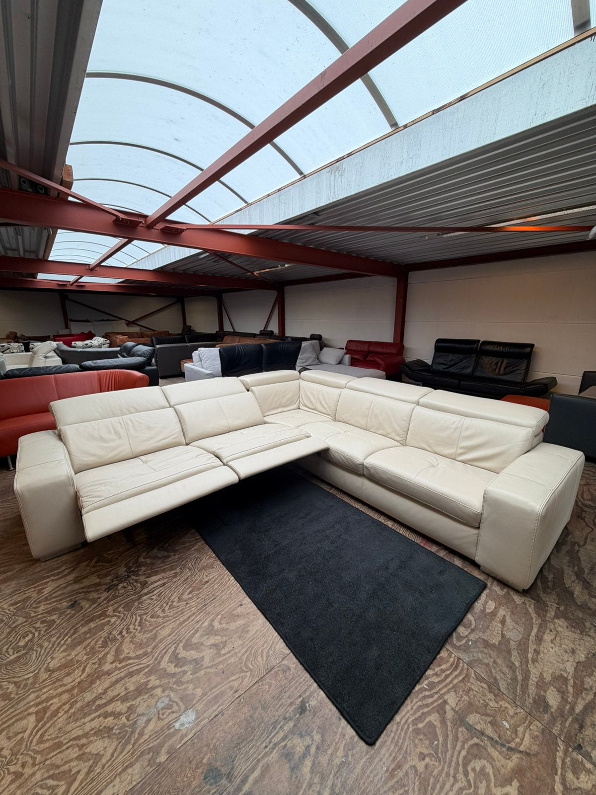 Lederen relax hoekbank bankstel crème leer bank Lederland, Huis en Inrichting, Mariansoliak8@gmail.com, Zo goed als nieuw, Marco