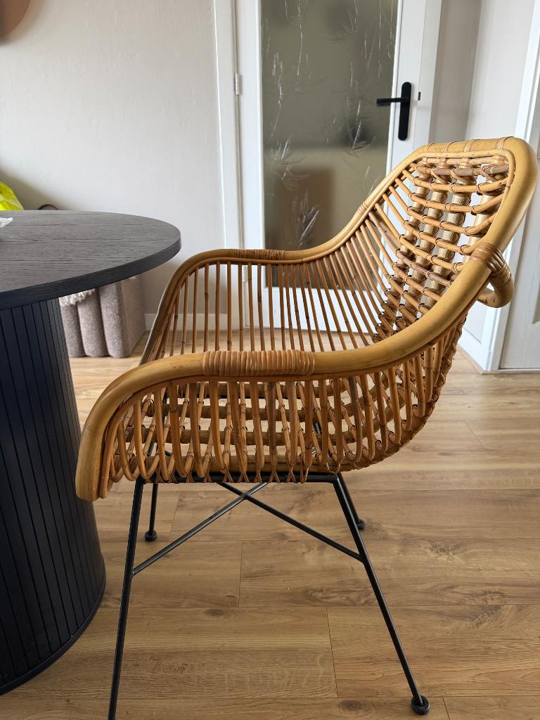 4x Rotan eettafel stoel, Huis en Inrichting, Stoelen, Ophalen, Bruin, Zo goed als nieuw, Metaal