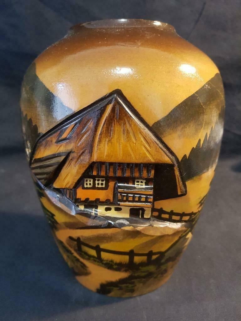 vaas van hout, Overige kleuren, Handgemaakt, Ophalen of Verzenden, Zo goed als nieuw