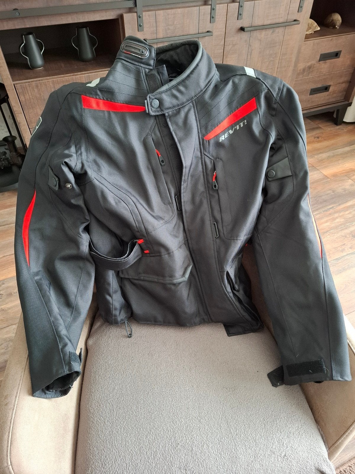 REV'IT! Motorjas Textiel Zwart/Rood Maat XL, Ophalen, Tweedehands, Jas | textiel, Revit REV’IT