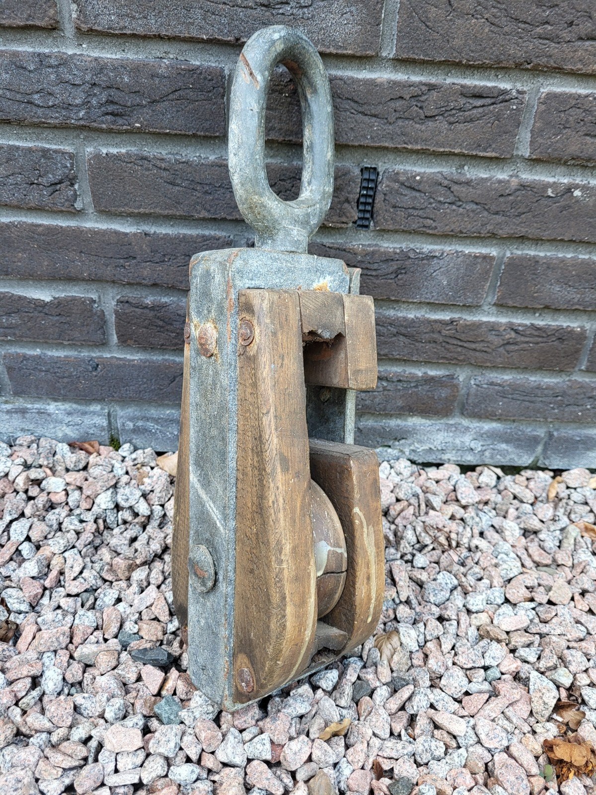Vintage Zware Katrol - Decoratief Maritiem Object, Ophalen