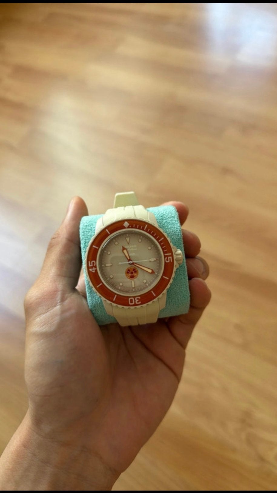 Blancpain x Swatch orange, Sieraden, Tassen en Uiterlijk, Horloges | Dames, Polshorloge, Swatch, Kunststof, Ophalen of Verzenden
