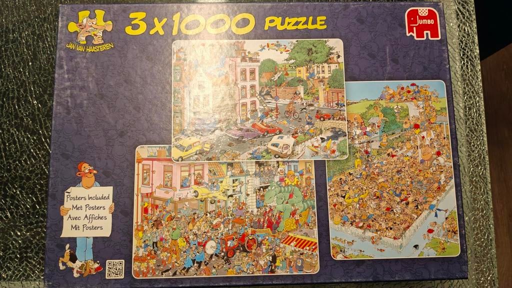 Jan van Haasteren 3 in 1 puzzel (3x1000 stukjes), Ophalen of Verzenden