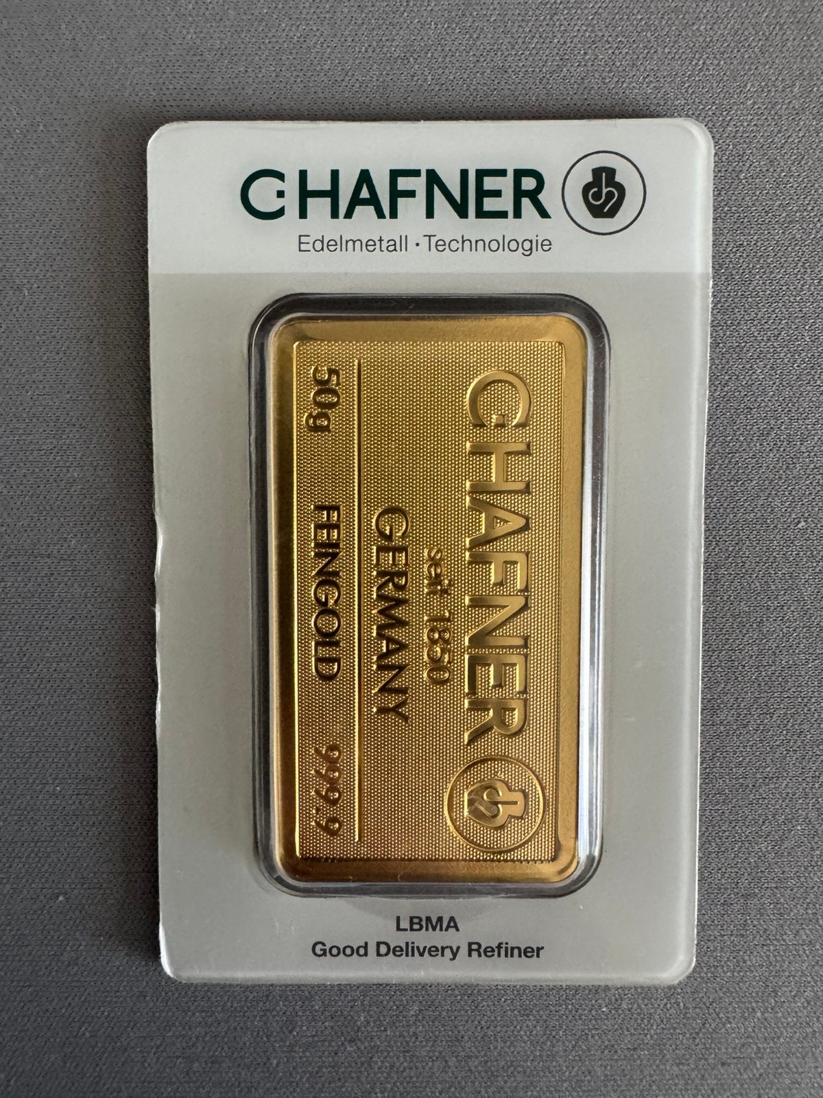 50 gram C. Hafner baartje, Ophalen, Goud