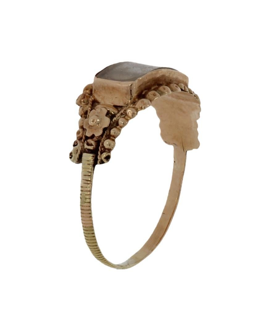 Memorie 14k gouden antieke rouw ring dames 19e eeuw zegel