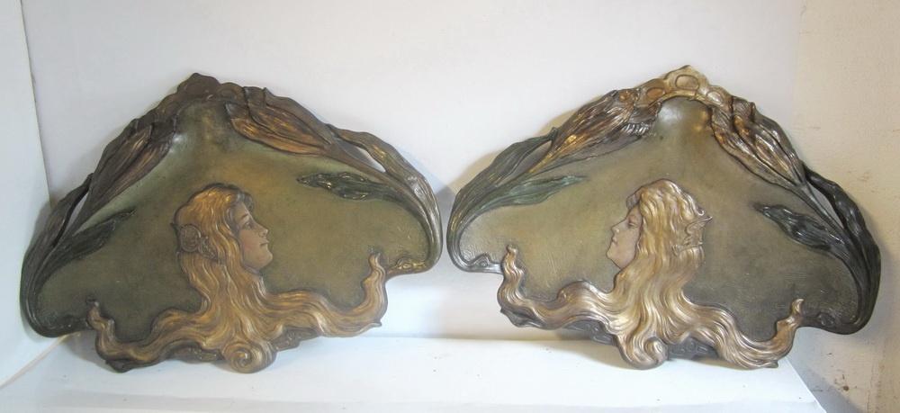 2 Art nouveau muurplaques Bernard Bloch Amphora Oostenrijk, Art nouveau, Ophalen of Verzenden, Wanddecoratie, Gemerkt