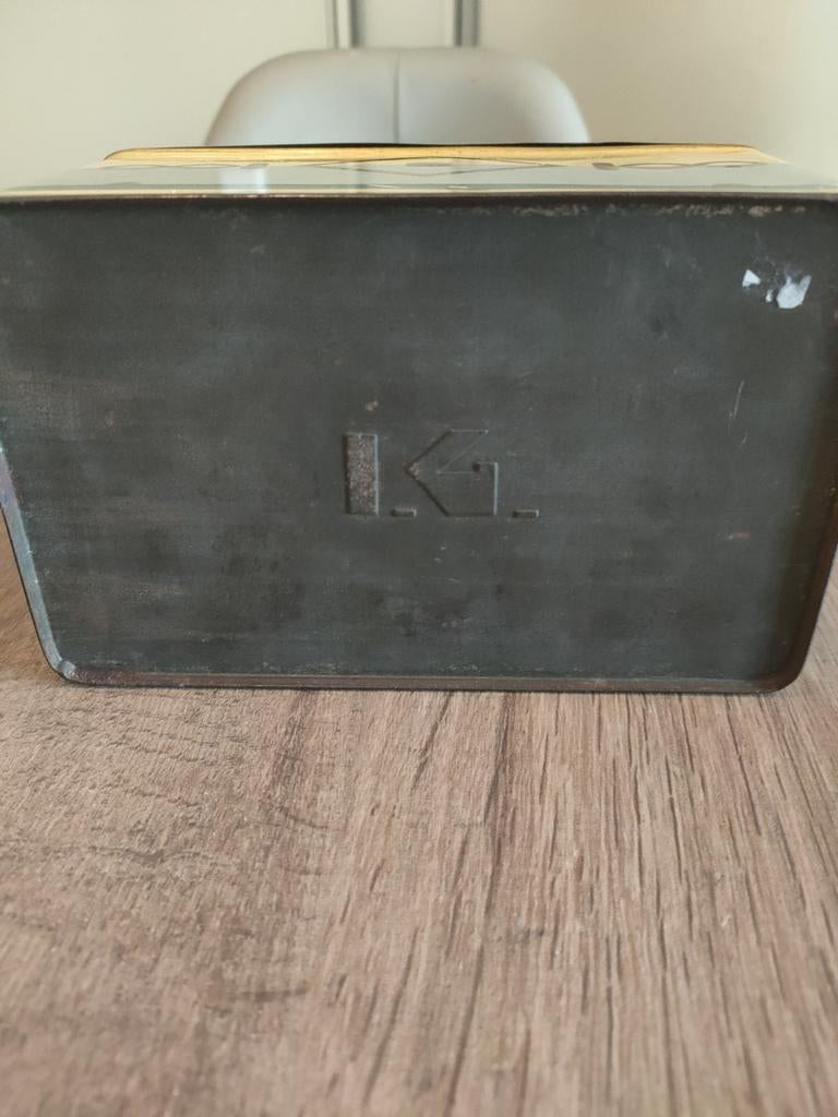 Vintage Kanis & Gunnink blik met stadsgezicht, Overige merken, Gebruikt, Ophalen of Verzenden, Koffie