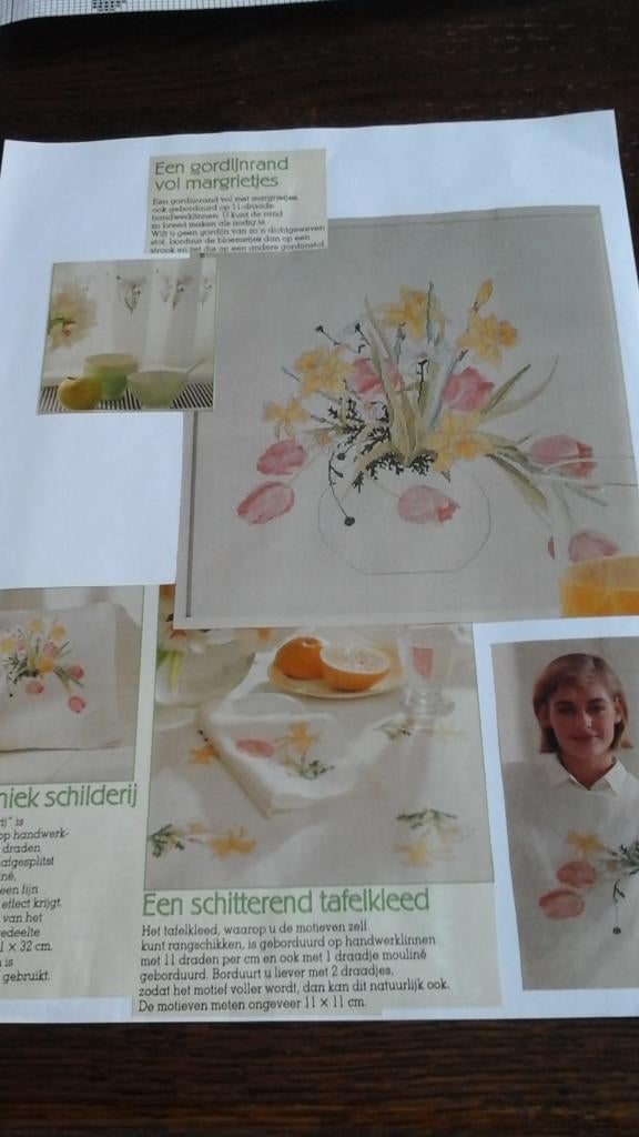 Borduurpatroon van margriet, lentebloemen, Hobby en Vrije tijd, Ophalen of Verzenden, Zo goed als nieuw, Handborduren, Patroon