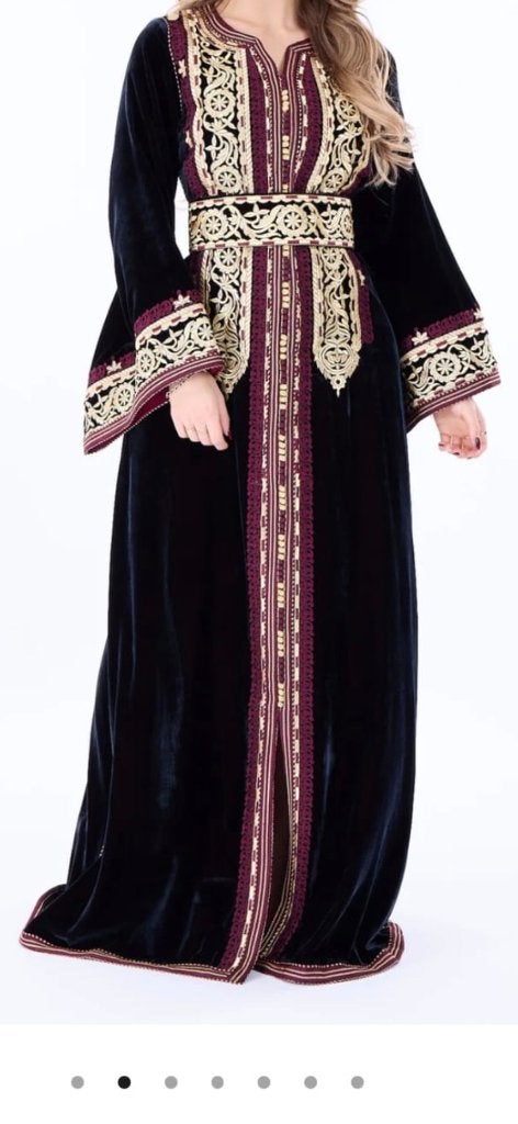 Te koop Marokkaanse jurk kaftan velvet donkerblauw, Kleding | Dames, Jurken, Maat 38/40 (M), Blauw, Ophalen of Verzenden, Zo goed als nieuw