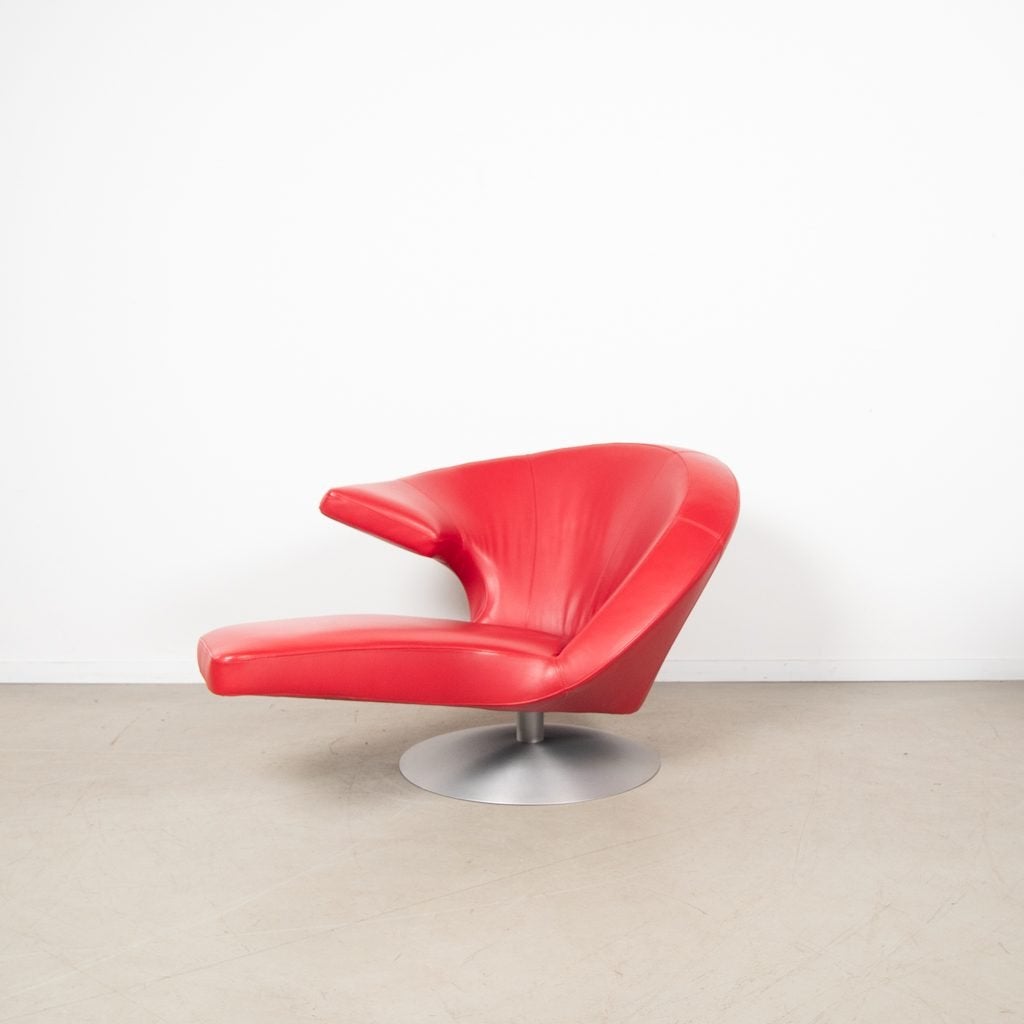 Leolux Parabolica Fauteuil Rood Leer, Niet ingevuld, Zo goed als nieuw, Niet ingevuld, Niet ingevuld