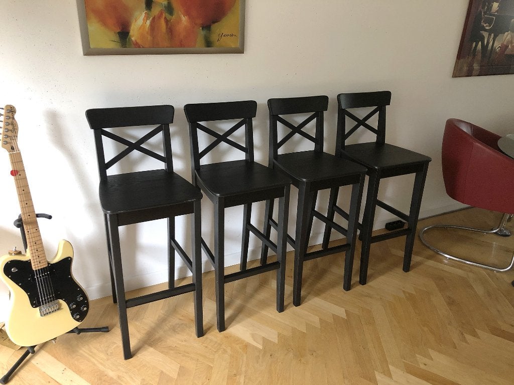 Vier Ingolf barkrukken samen €30 euro, Huis en Inrichting, Barkrukken, Ophalen, Met voetsteun, 60 tot 90 cm, Zo goed als nieuw