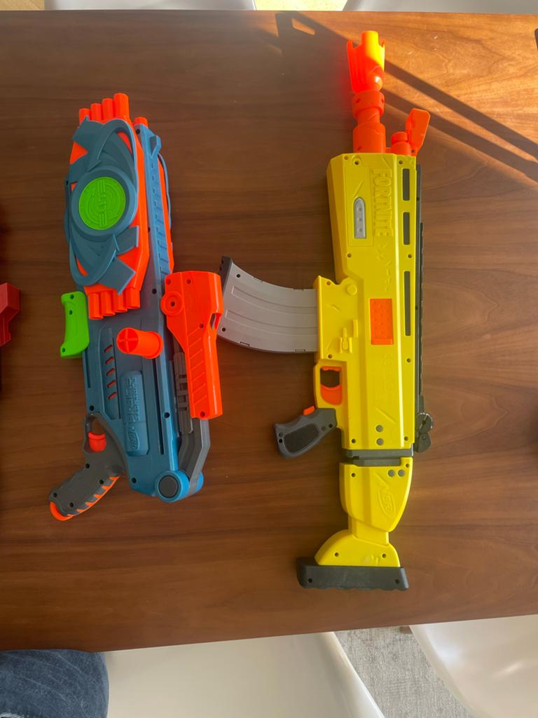 Nerf guns en laserguns set - veel speelplezier!, Ophalen, Gebruikt, Jongen of Meisje
