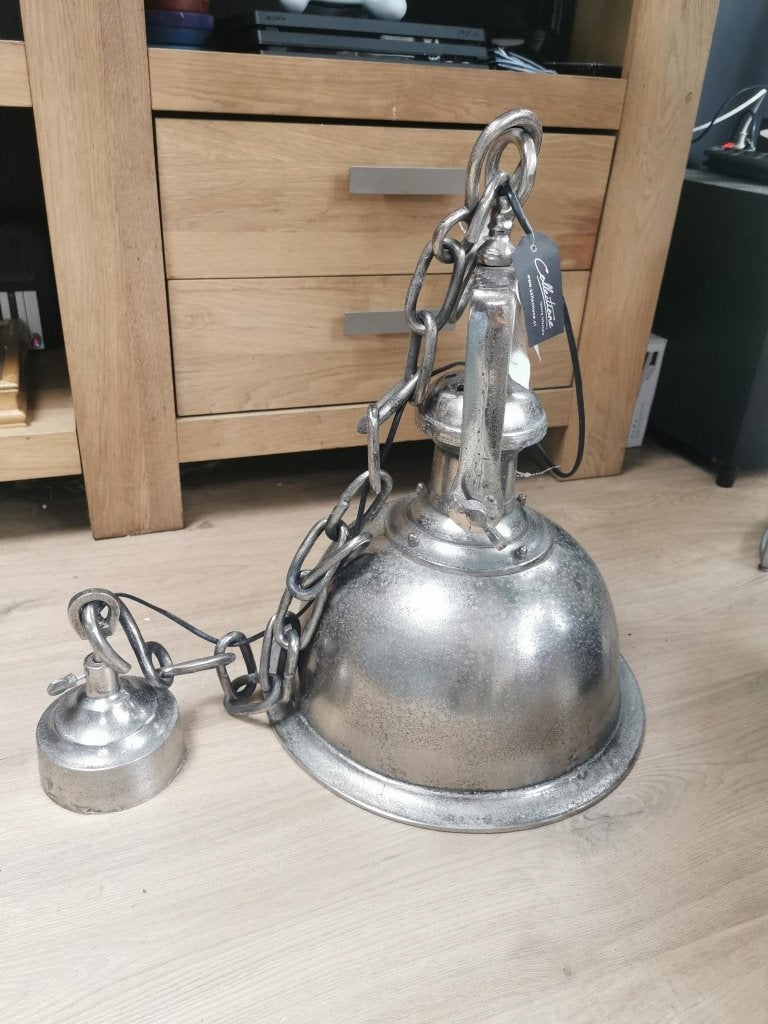 Industriële hanglamp zilver NIEUW Valentina | 71926L/R, Ophalen, Nieuw, Metaal, Industriele