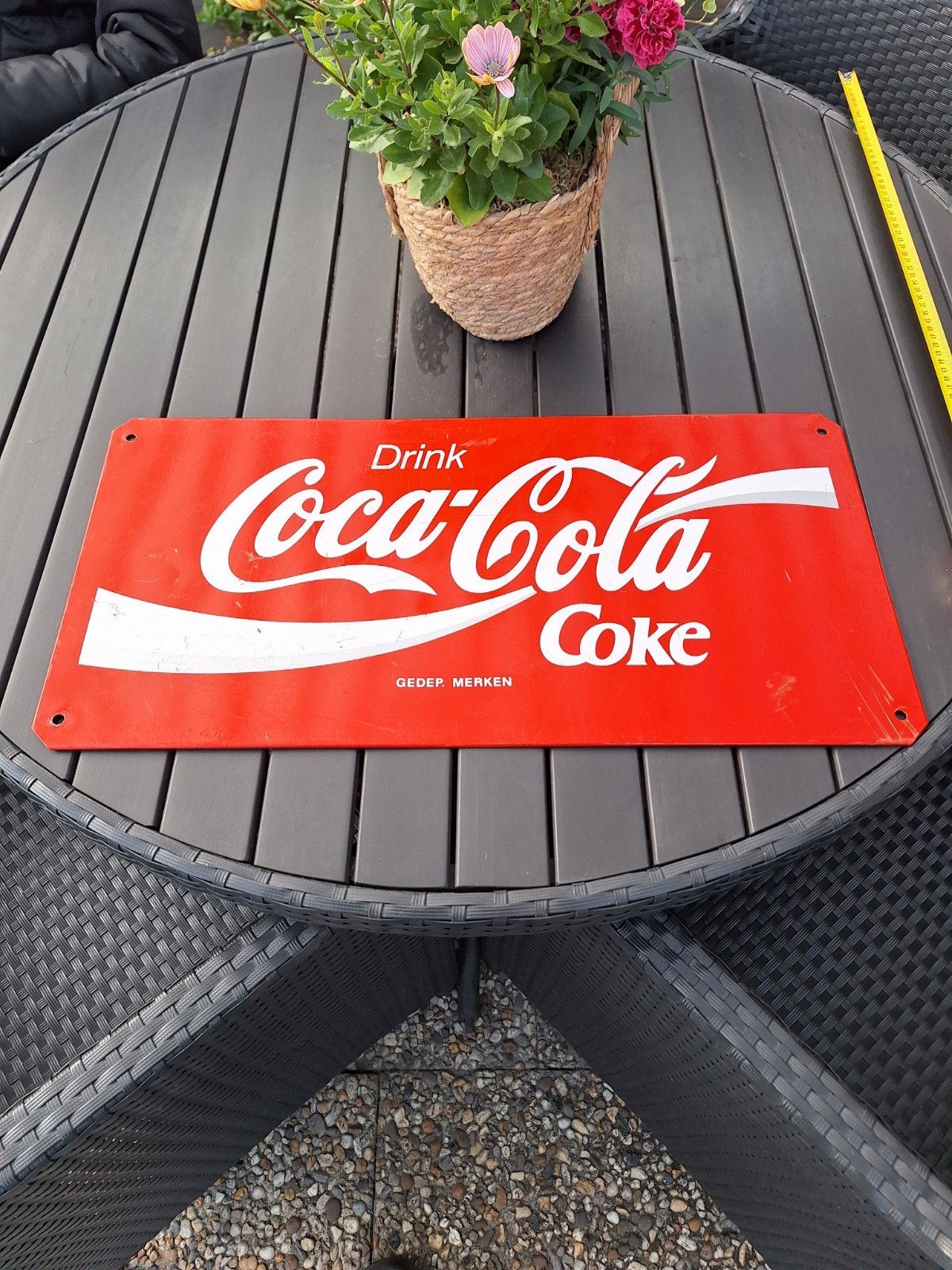 Coca-cola plaat.1.5 mm dik staal, Verzamelen, Ophalen of Verzenden, Gebruikt, Reclamebord