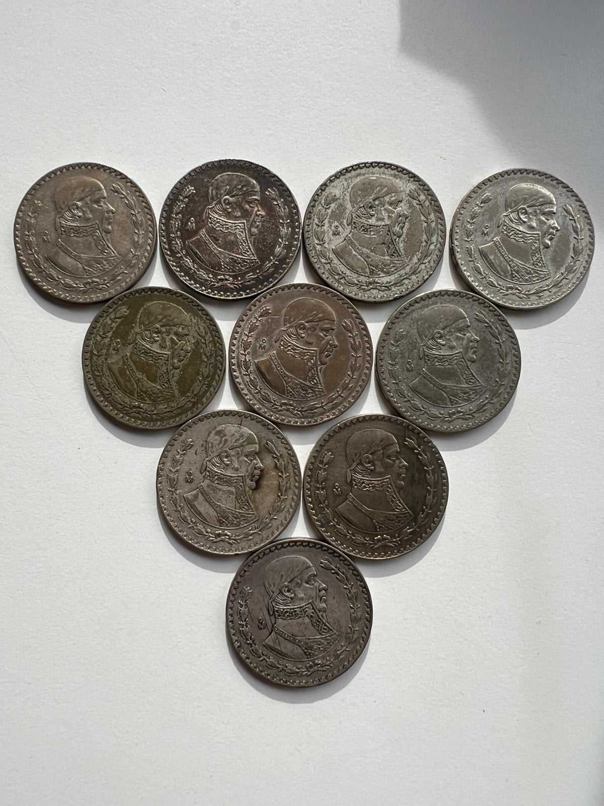 Zilveren Mexicaanse peso 10 x, Ophalen of Verzenden, Overige landen, Setje, Zilver