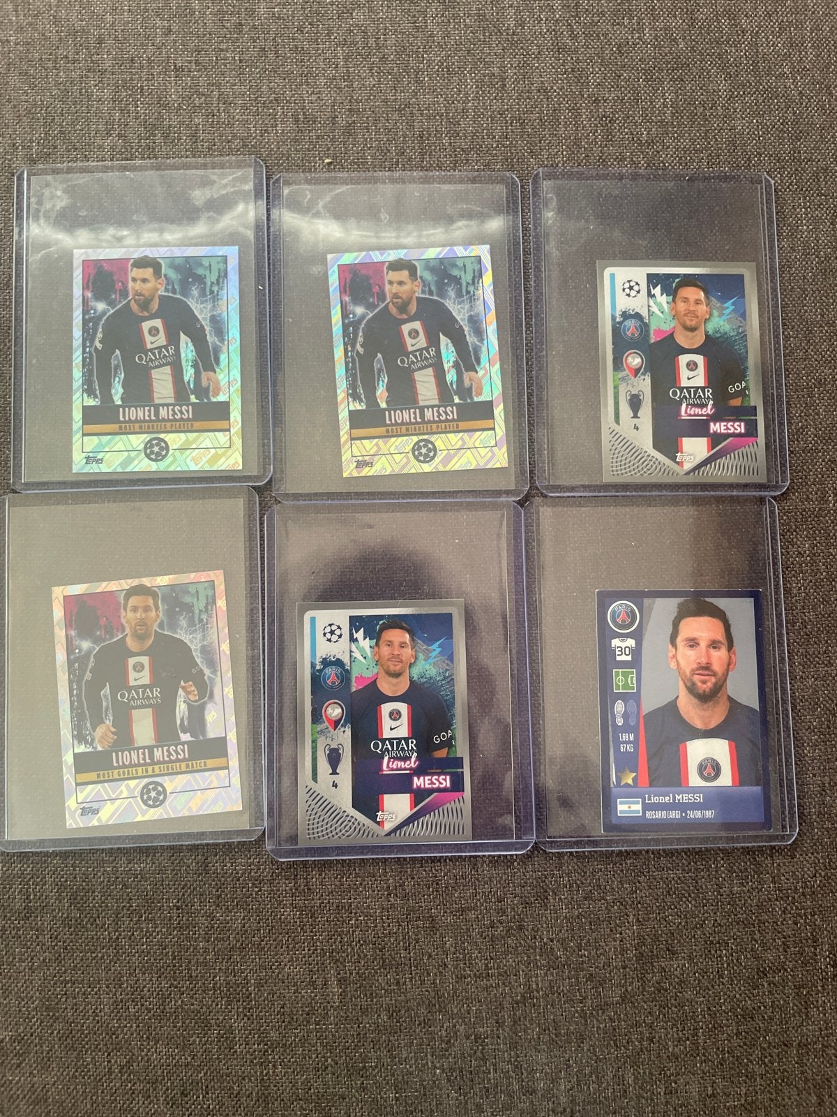Lionel Messi Topps Champions League Kaarten (6 stuks), Ophalen of Verzenden, Zo goed als nieuw, Meerdere plaatjes