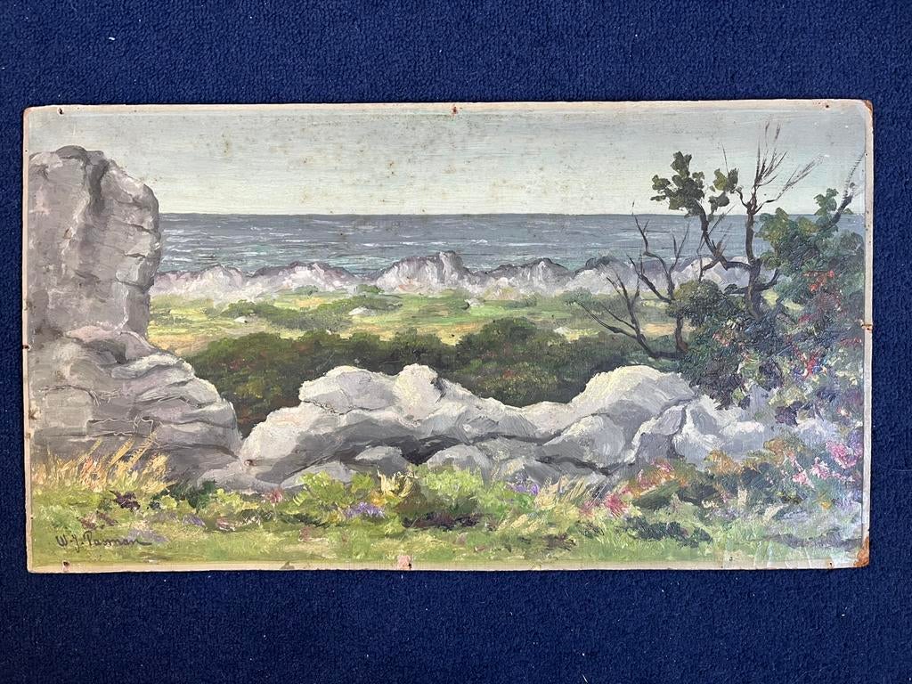 W.J. Pasman Schilderij Kust Zee Strand Natuur WJ Klassiek, Antiek en Kunst, Kunst | Schilderijen | Klassiek, Ophalen of Verzenden