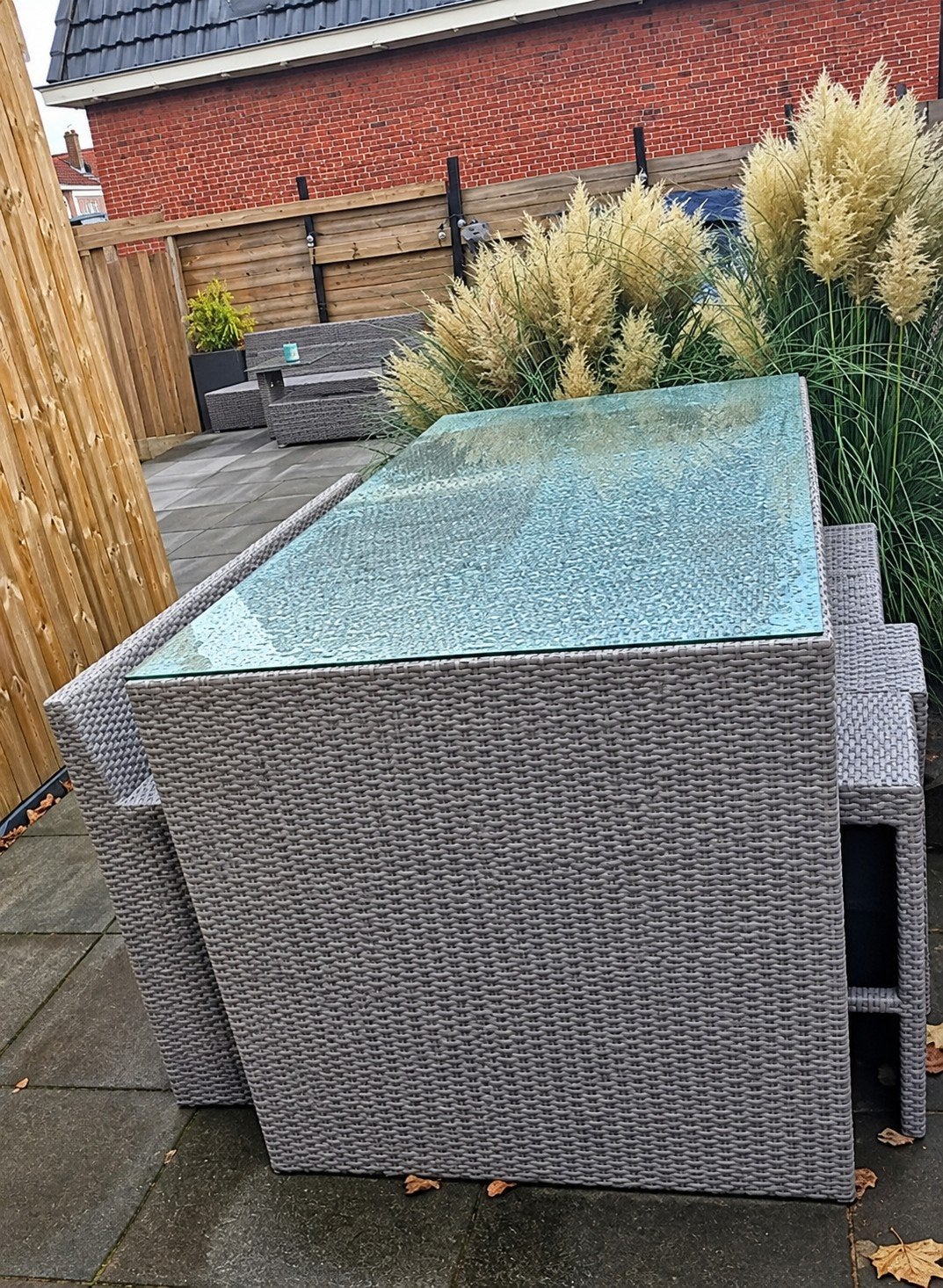 tuinset/bar 8 persoons - beschadigd geen hinder, Ophalen, Gebruikt, Rechthoekig, Wicker