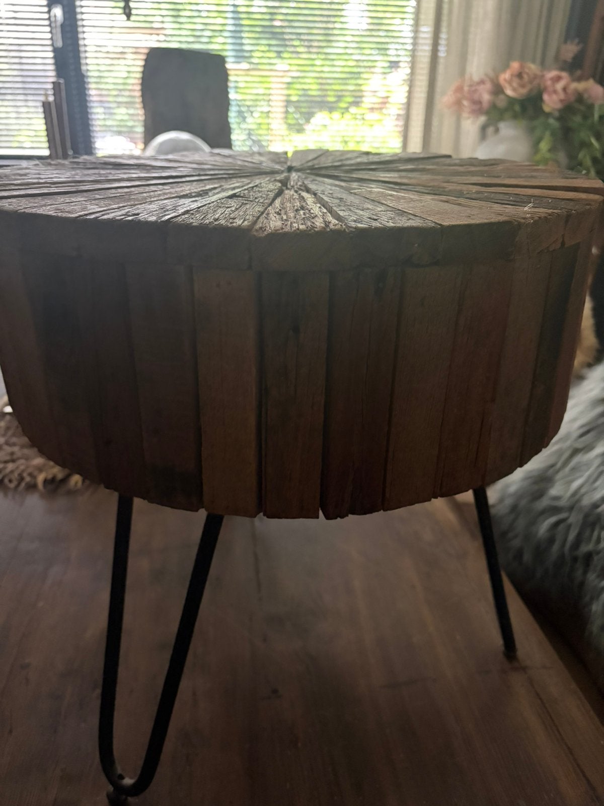 Tafel hout, Huis en Inrichting, Tafels | Eettafels, Ophalen, Gebruikt, Stoer, Landelijk, Rond