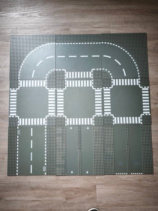 9 Lego City wegenplaten wegplaten grijs zwart, Lego, Ophalen of Verzenden, Grondplaat, City