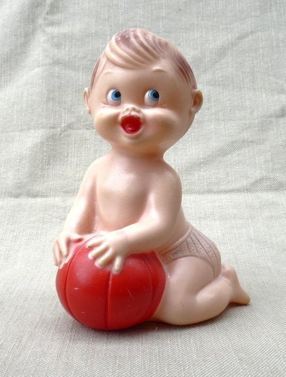 Rubber jochie met piep, made in Italy (olifantje). jaren 50., Ophalen of Verzenden