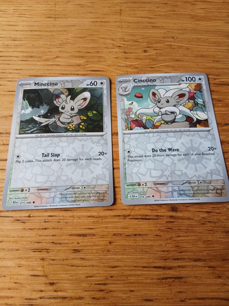 Minccino en Cinccino (set van 2) 075/086 en 076/086, Ophalen of Verzenden, Zo goed als nieuw, Meerdere kaarten