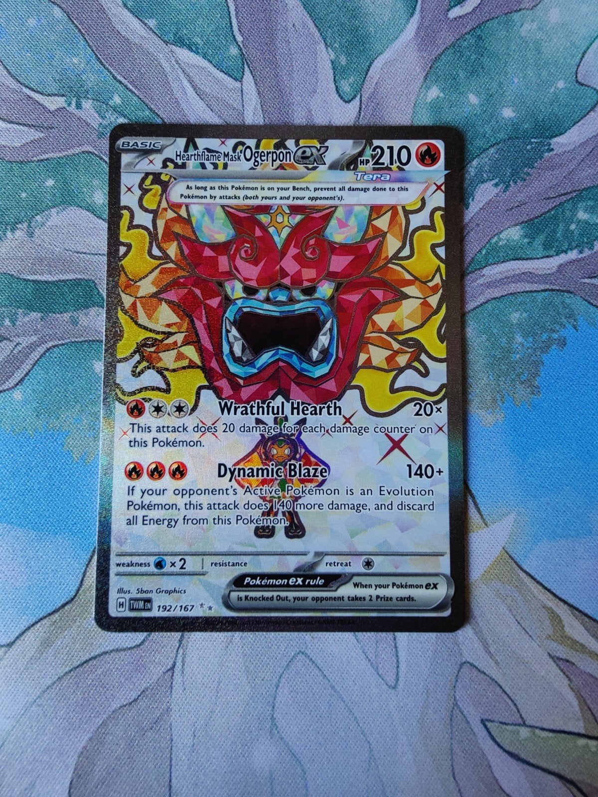 Pokemon twilight masquerade heartflame mask ogerpon ex 192, Ophalen of Verzenden, Nieuw, Losse kaart, Foil