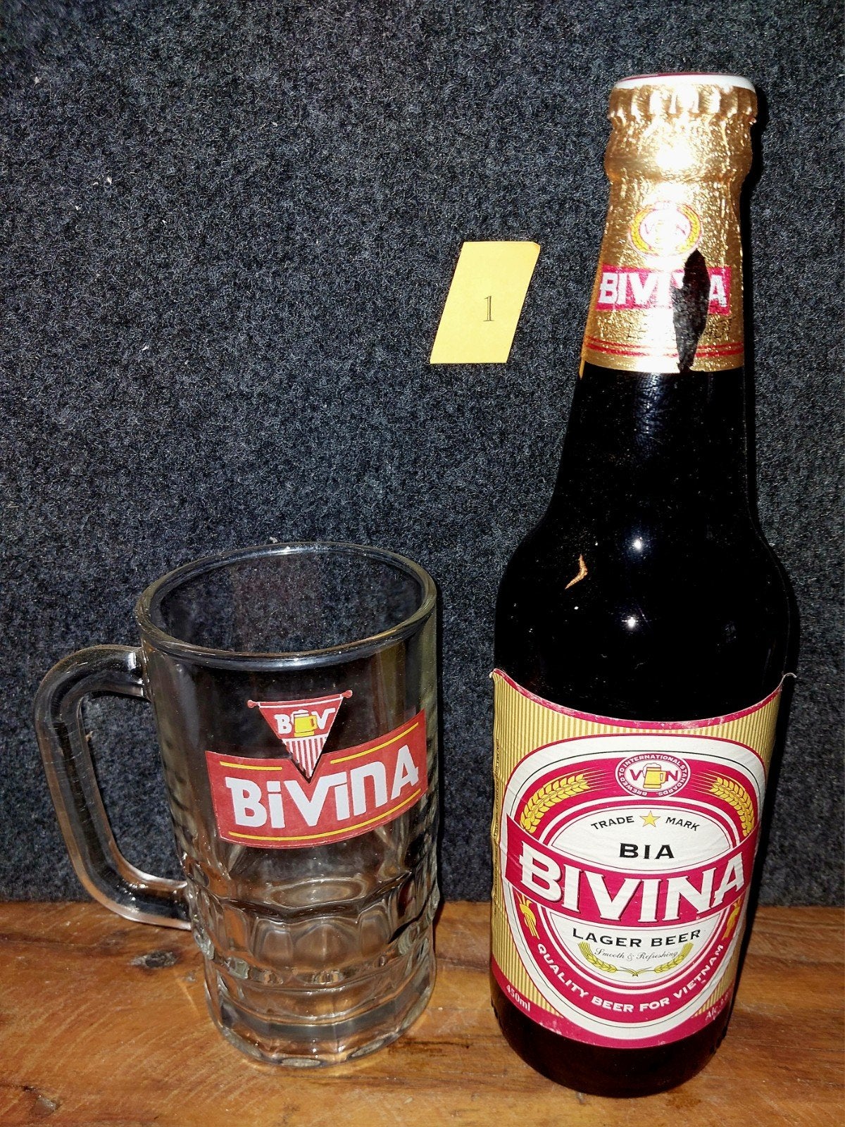 Bivina bierglas met bijbehorende fles, Ophalen of Verzenden, Gebruikt, Flesje(s), Overige merken