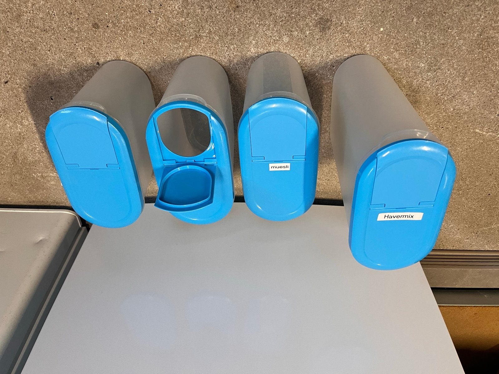 Plastic voorraadbakken set - 4 stuks, Ophalen, Gebruikt, Bewaardoos, Blauw