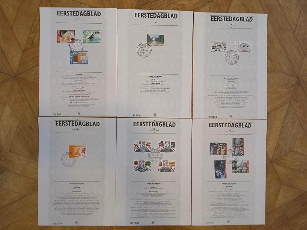 eerste dag blad deel 1, Postzegels en Munten, Postzegels | Nederland, Gestempeld, Na 1940, Ophalen of Verzenden