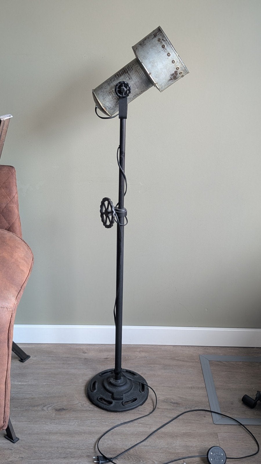 Industriële Staande Lamp Metaal - Stoer Design, Ophalen, Gebruikt, E27 (groot), Metaal