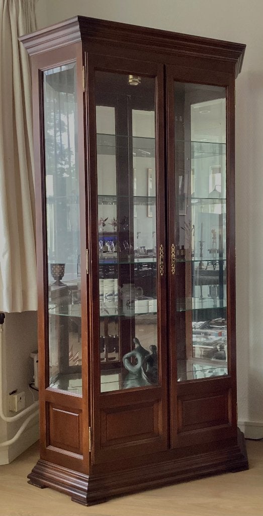 Antieke Vitrine Kast, Ophalen, 50 tot 100 cm, Antieke kast, 150 tot 200 cm