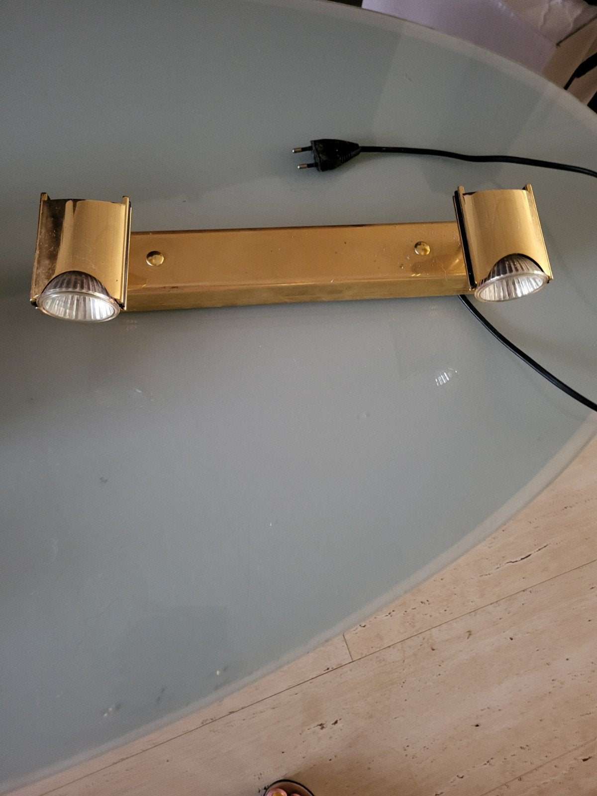 Messing plafondspotjes - Vintage design verlichting, Ophalen, Gebruikt, Plafondspot of Wandspot
