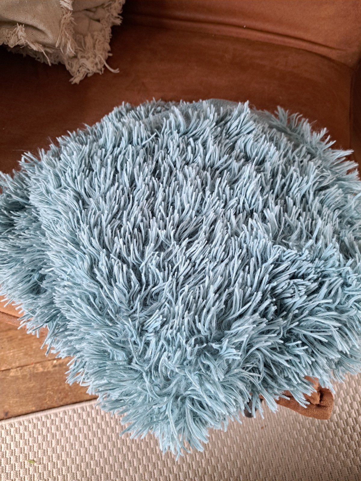 Zacht turquoise sierkussenhoes 2× 60 bij 60cm, Overige merken, Gebruikt, Blauw, Vierkant