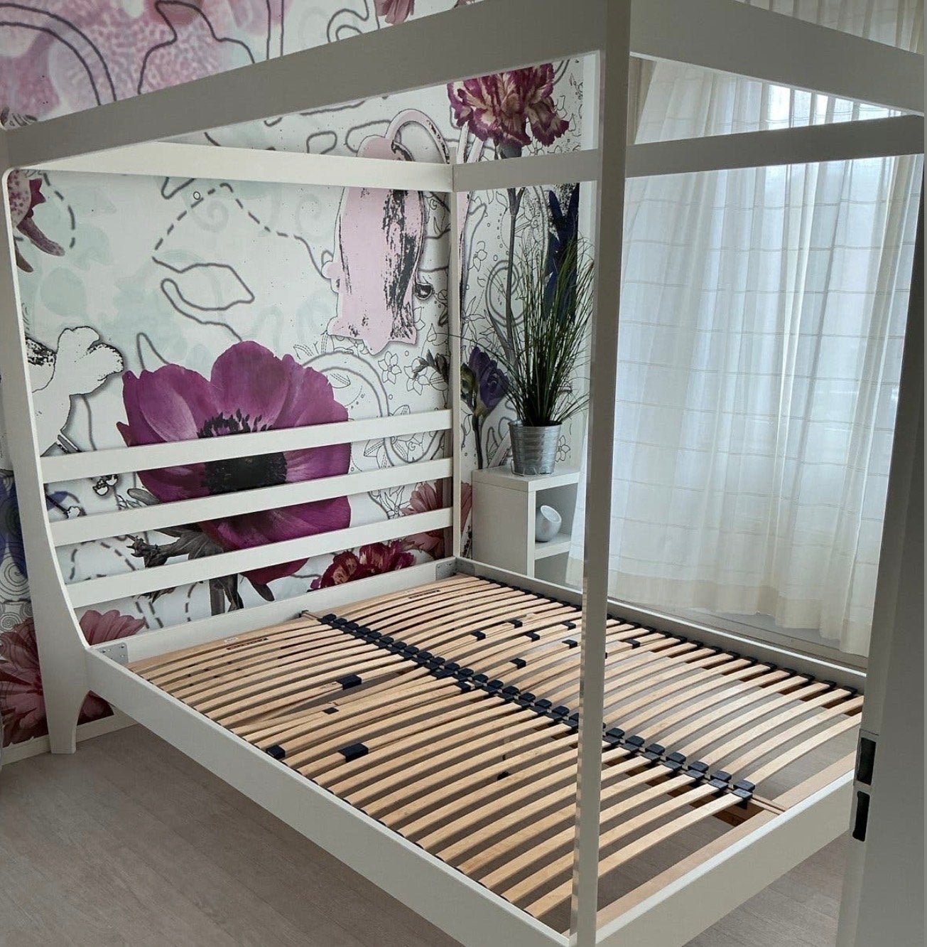 GRATIS DEZE WEEK OPHALEN - Tweepersoons hemelbed+lattenbodem, Ophalen, Gebruikt, Tweepersoons, Hemelbed