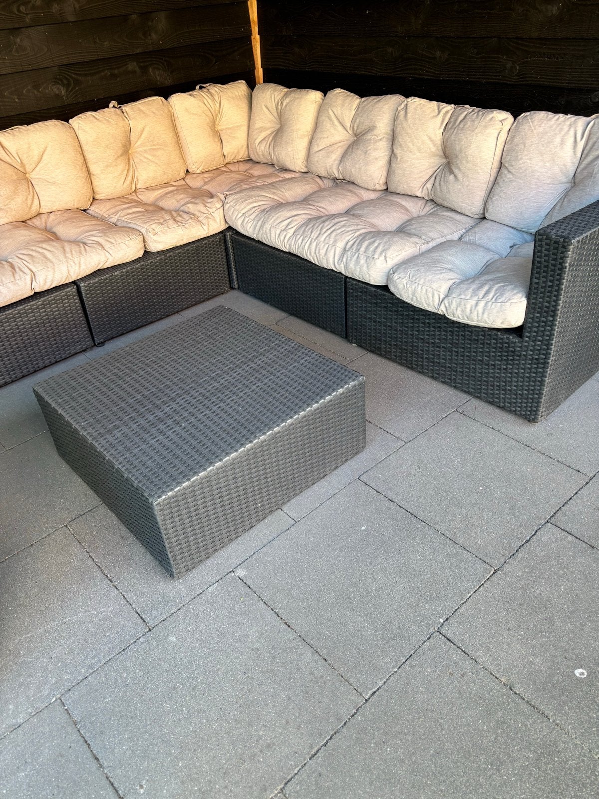Wicker Loungeset met Kussens en Salontafel, Tuin en Terras, Ophalen, Meer dan 8 zitplaatsen, Zo goed als nieuw, Loungeset