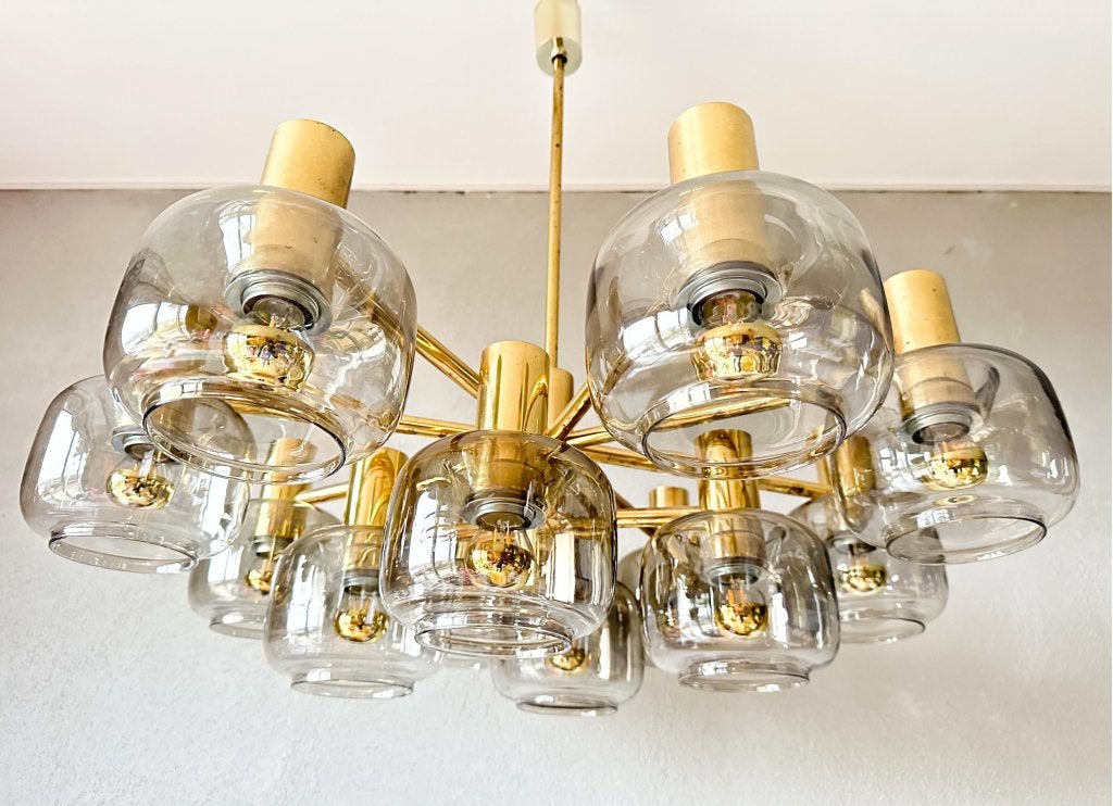 Vintage Kaiser Leuchten kroonluchter, Huis en Inrichting, Gebruikt, Mid century modern, Niet ingevuld, Glas