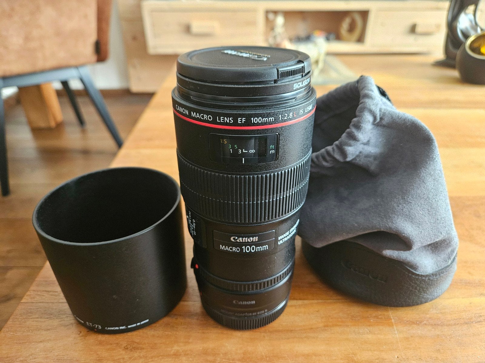 Canon EF 100mm F/2.8L Macro IS USM [NIEUWSTAAT!], Beschermhoes/tas, Canon, Ophalen of Verzenden, Zo goed als nieuw