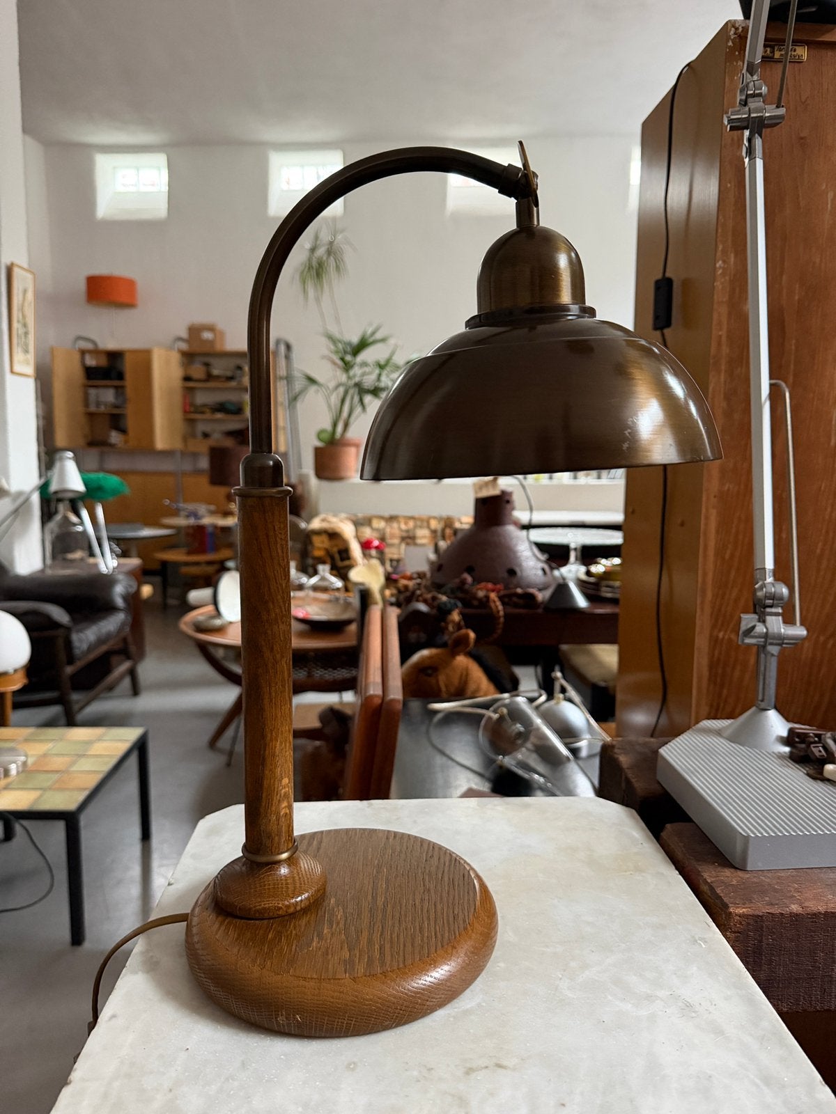 Mooie vintage bureaulamp Massive, oud design tafellamp, Antiek en Kunst, Ophalen of Verzenden