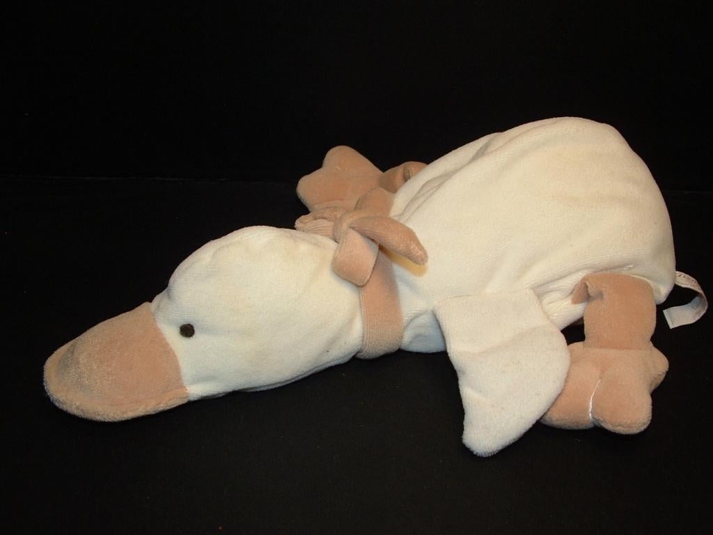 TIAMO EEND VELOURS WIT MET BEIGE POOTJES SNAVEL EN, Kinderen en Baby's, Ophalen of Verzenden, Nieuw, Overige typen